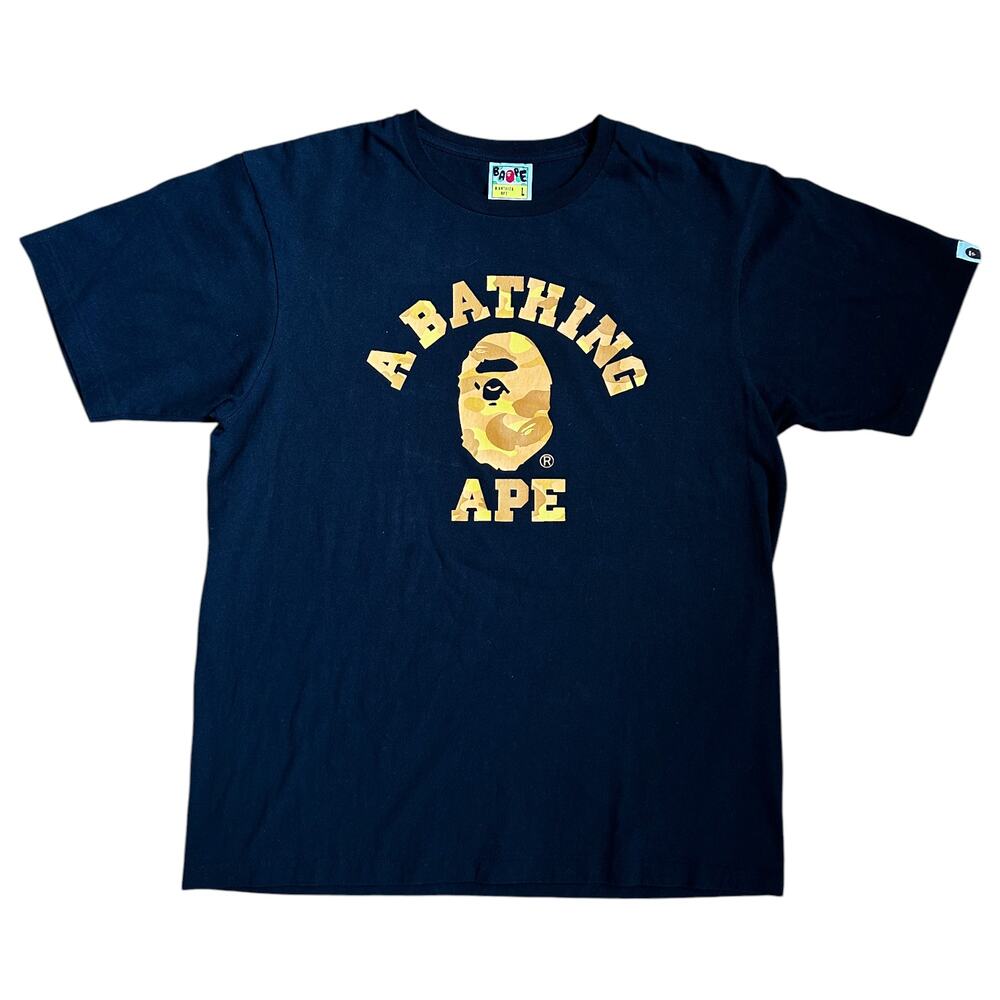 L Bape Orange Camo Logo Tee